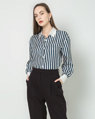 Chemise en Soie Rayée Relaxée pour Femmes
