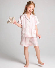 Ensemble de Pyjama à Rayures Courtes pour Enfants en Soie