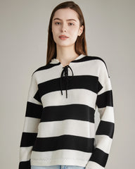 Pull en Cachemire à Rayures et Lacet