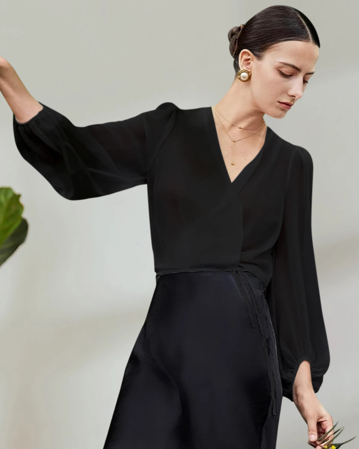 Blouse cache-cœur en soie