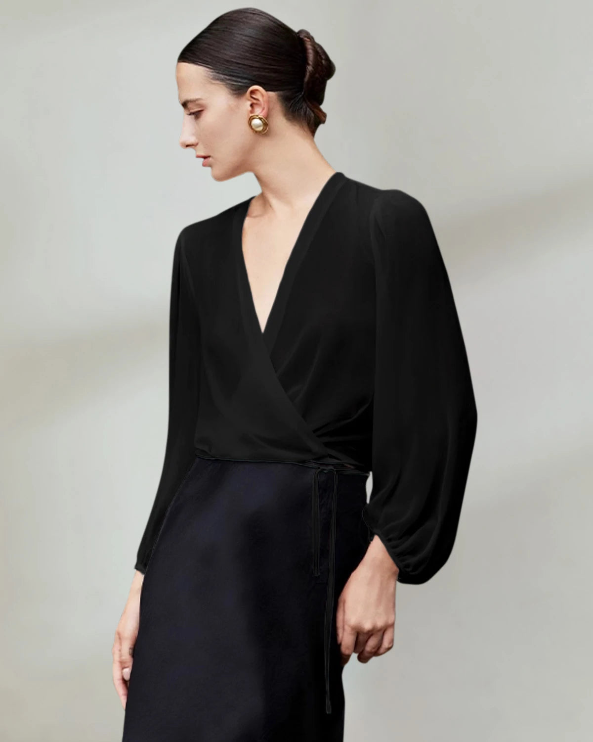 Blouse cache-cœur en soie