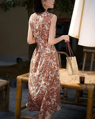 Robe en soie à imprimé cachemire terracotta