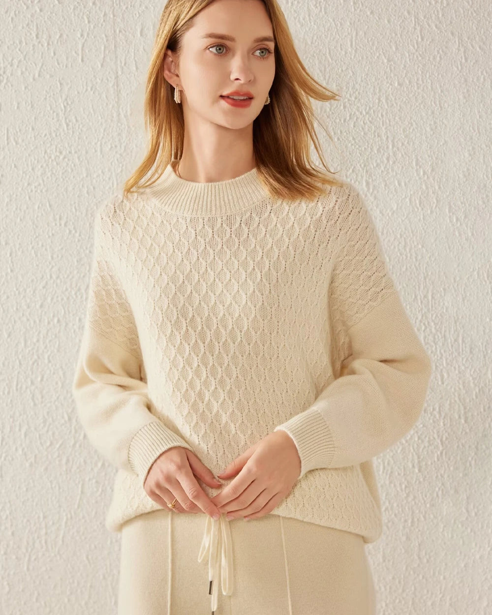 Pull en Cachemire à Motif Tricoté Texturé