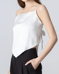 Camisole en Soie à Dos Noué et Col Carré