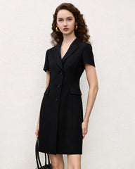 Robe blazer trapèze en triacétate avec doublure en soie