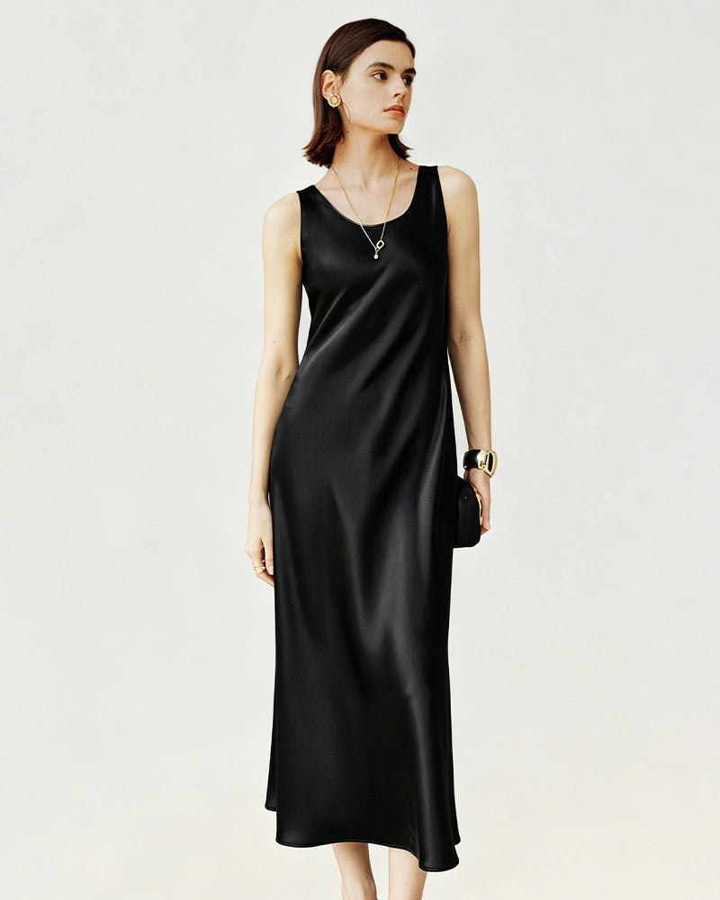 Robe Maxi Triacétate Sans Manches Coupe Biais