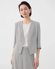 Blazer sans col en triacétate à col V
