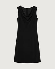 Robe trapèze longueur genou en triacétate avec col bénitier