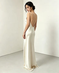 Robe maxi dos nu en triacétate avec doublure en soie