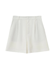 Short en triacétate taille haute à plis et coupe large