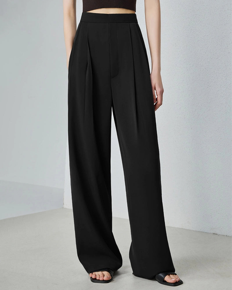 Pantalon en triacétate à coupe droite et plis élégants