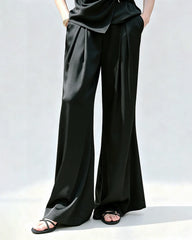 Pantalon large plissé en triacétate