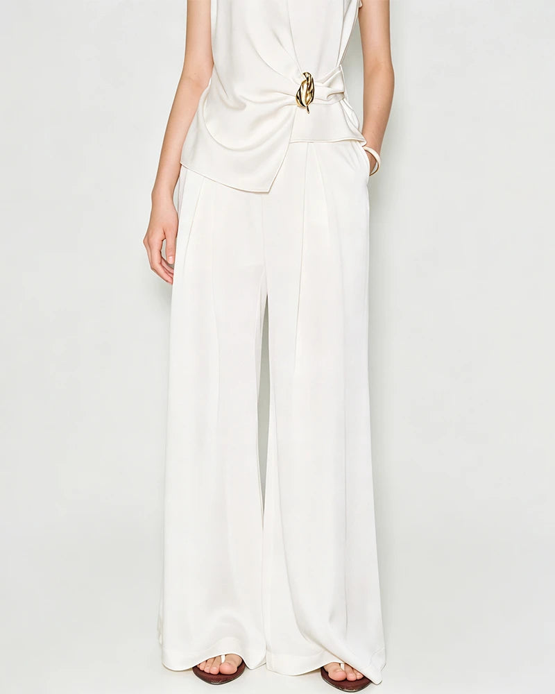 Pantalon large plissé en triacétate