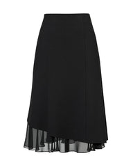 Jupe midi en triacétate effet soie transparent avec volant