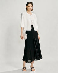 Blazer cropped en triacétate avec bordure en soie transparente