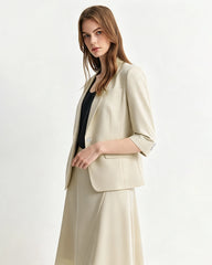 Blazer à manches courtes en triacétate avec doublure en soie