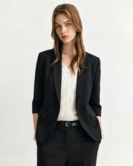 Blazer à manches courtes en triacétate avec doublure en soie