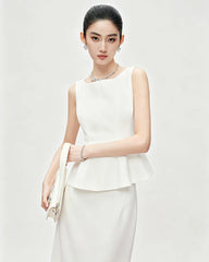 Top peplum en triacétate avec doublure en soie