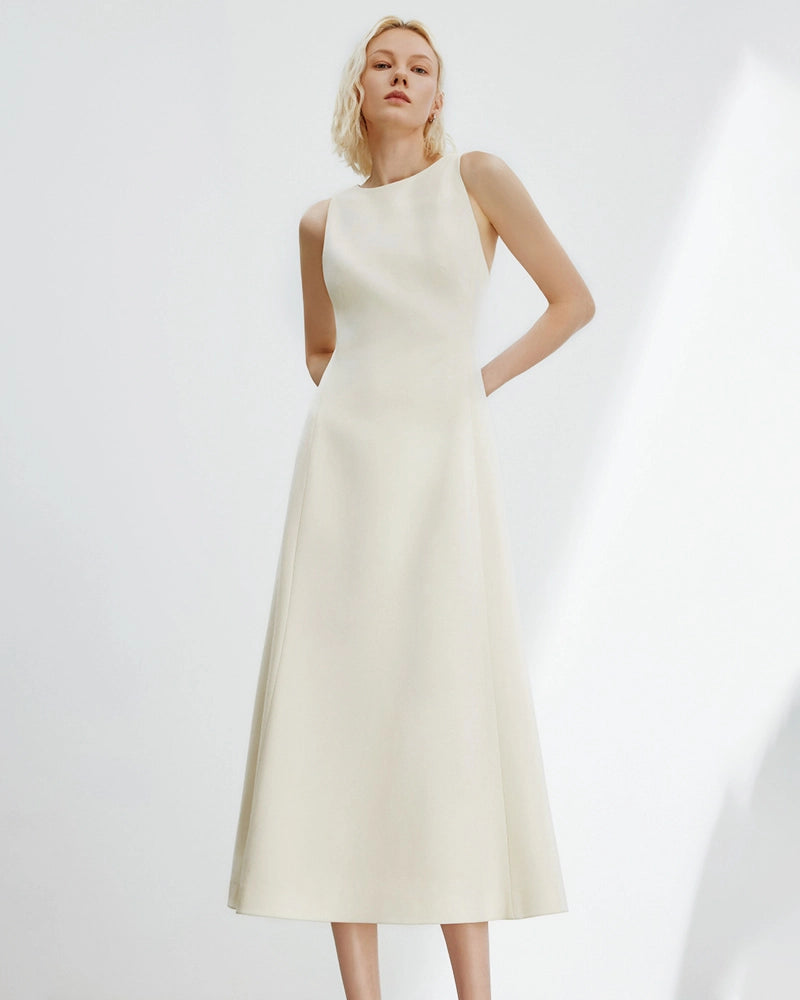 Robe maxi trapèze sans manches en triacétate