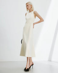 Robe maxi trapèze sans manches en triacétate