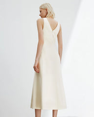 Robe maxi trapèze sans manches en triacétate