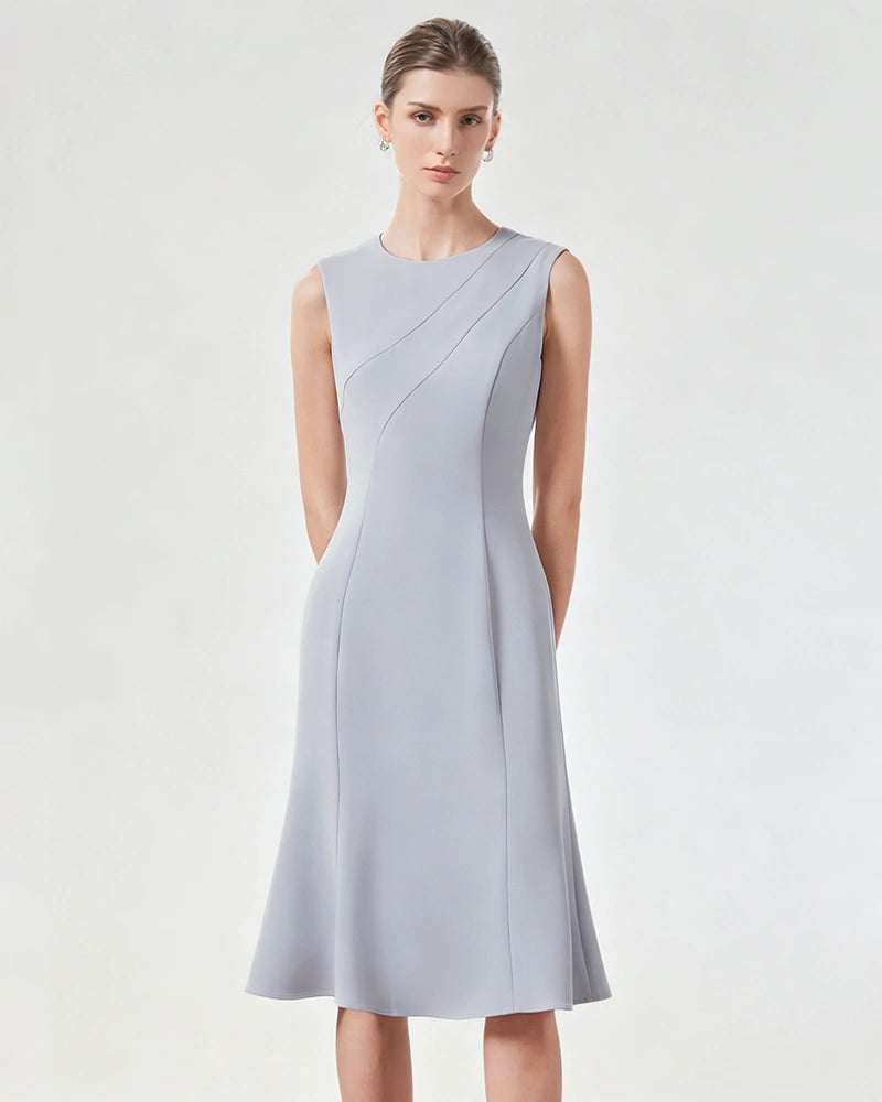 Robe midi sans manches en triacétate avec ourlet évasé