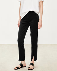 Pantalon slim 7/8 en triacétate avec fente avant