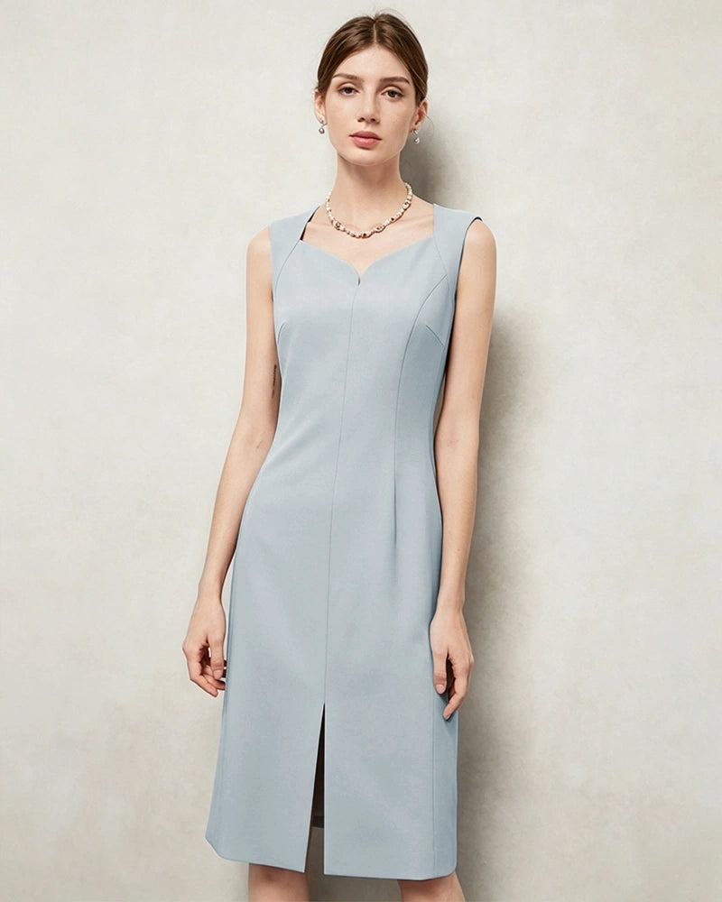 Robe midi fourreau en triacétate à encolure cœur