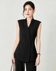 Ensemble tailleur en triacétate avec gilet blazer et pantalon large