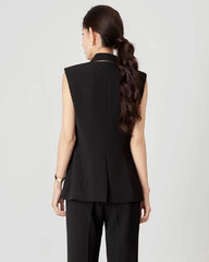 Ensemble tailleur en triacétate avec gilet blazer et pantalon large
