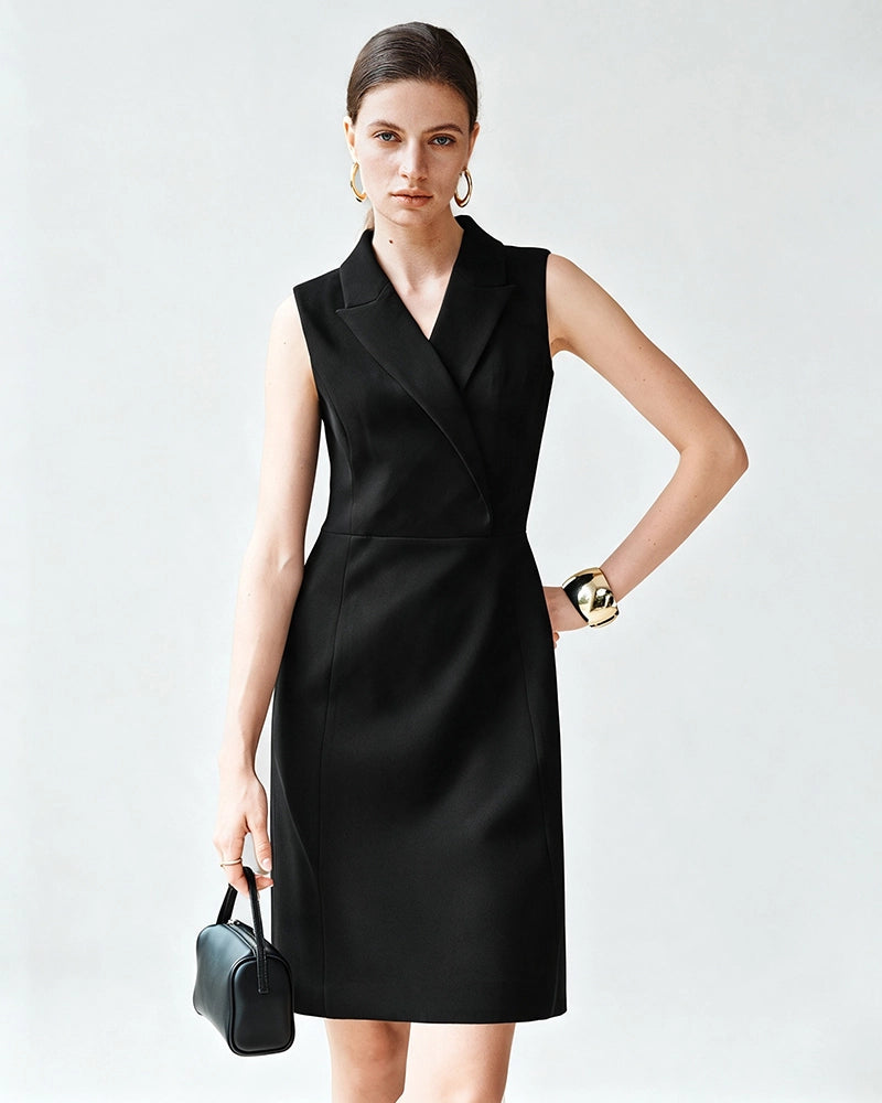 Robe blazer en triacétate à col V avec doublure en soie