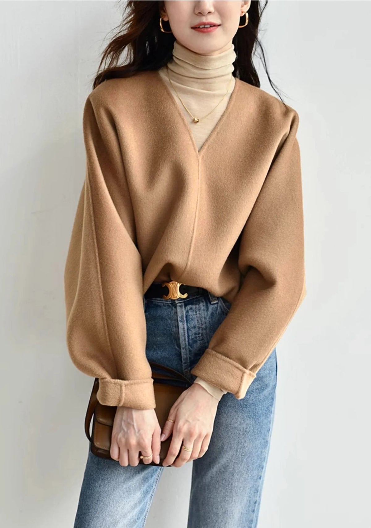 Veste Pull en Laine à Col en V