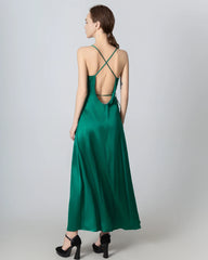 Robe Maxi en Soie à Décolleté en V et Dos Nu