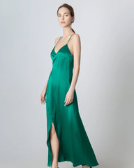 Robe Maxi en Soie à Décolleté en V et Dos Nu