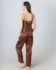 Ensemble de Pyjama en Soie avec Camisole à Col en V