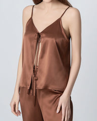 Ensemble de Pyjama en Soie avec Camisole à Col en V