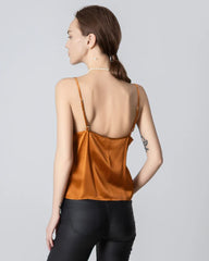 Camisole en Soie à Col V et Ouverture Frontale