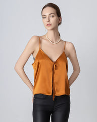 Camisole en Soie à Col V et Ouverture Frontale