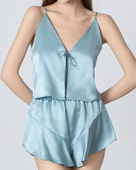 Ensemble de Pyjama en Soie à Camisole V-neck Court