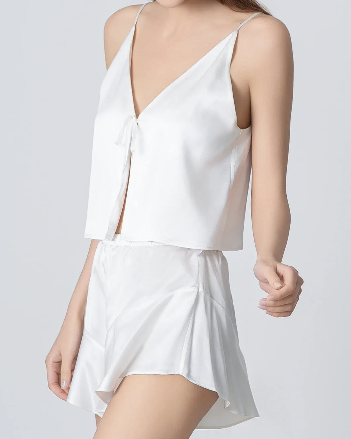 Ensemble de Pyjama en Soie à Camisole V-neck Court
