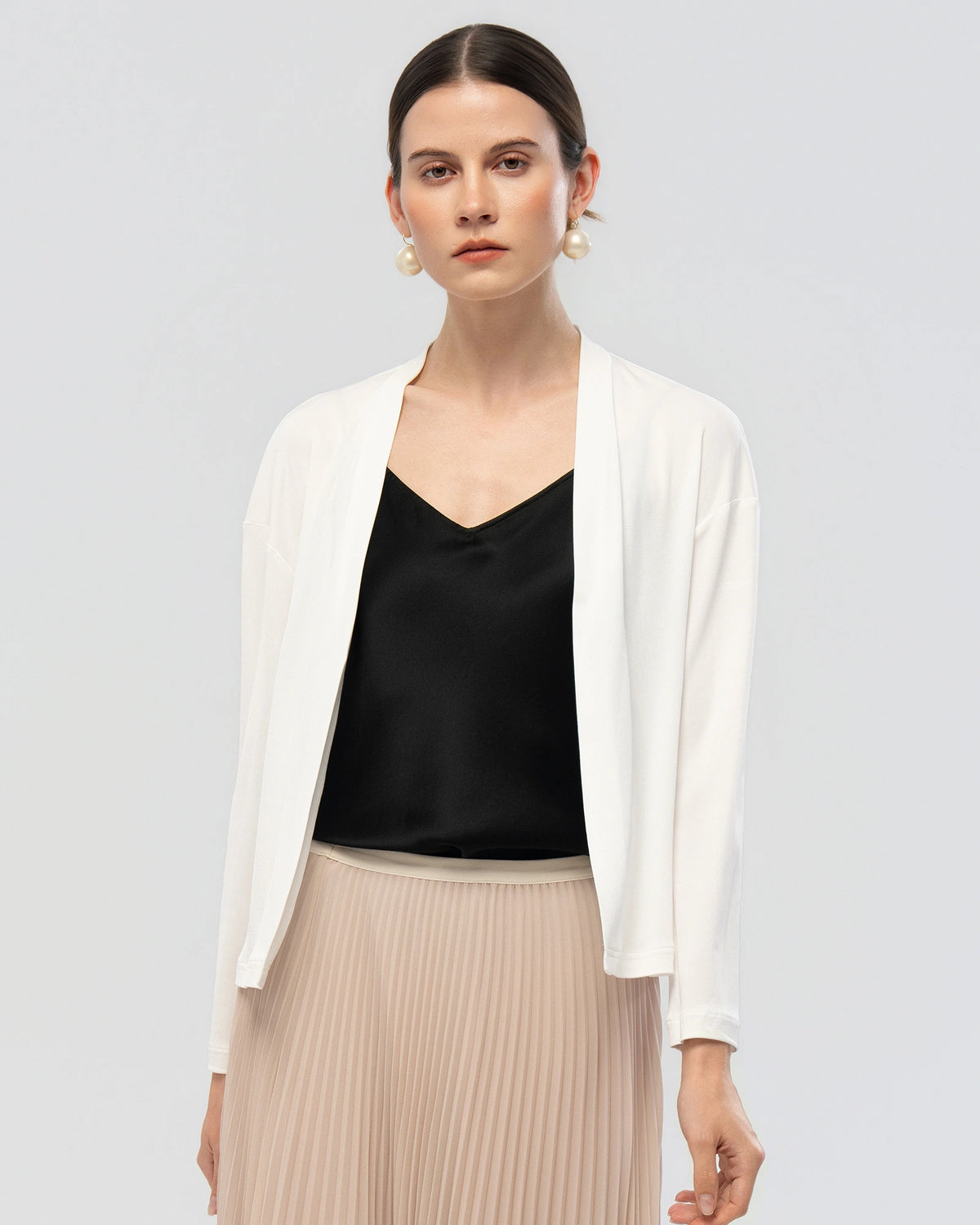 Cardigan drapé en jersey de soie lavable