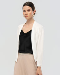 Cardigan drapé en jersey de soie lavable
