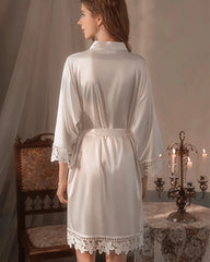 Peignoir en soie lavable à dentelle – spécial mariée