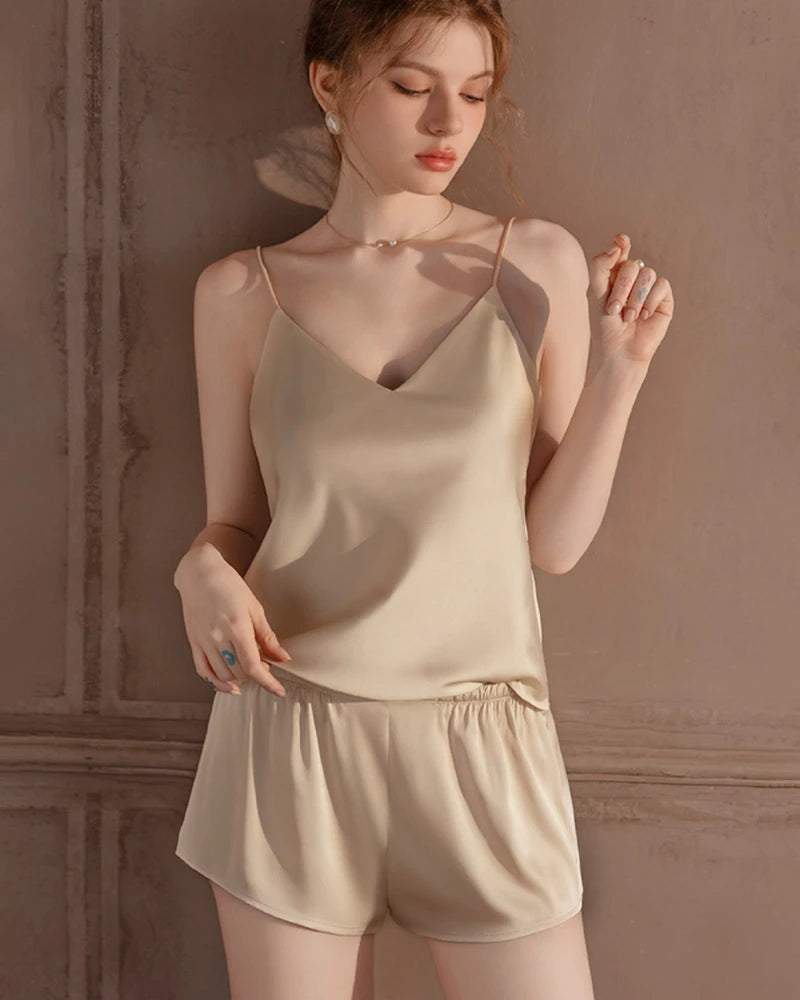 Pyjama Short en Soie Lavable