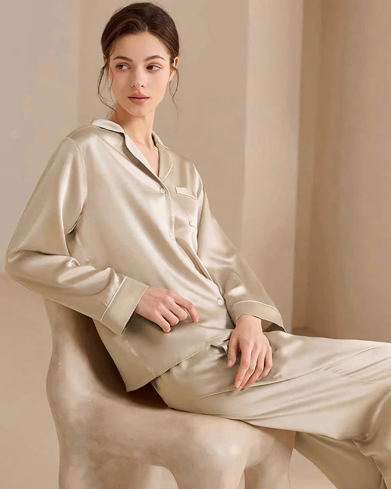 Pyjamas en soie lavable pour femme