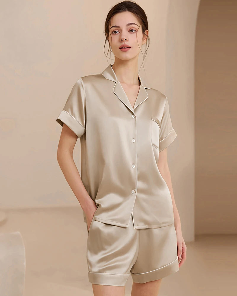 Ensemble de pyjama en soie lavable – version courte