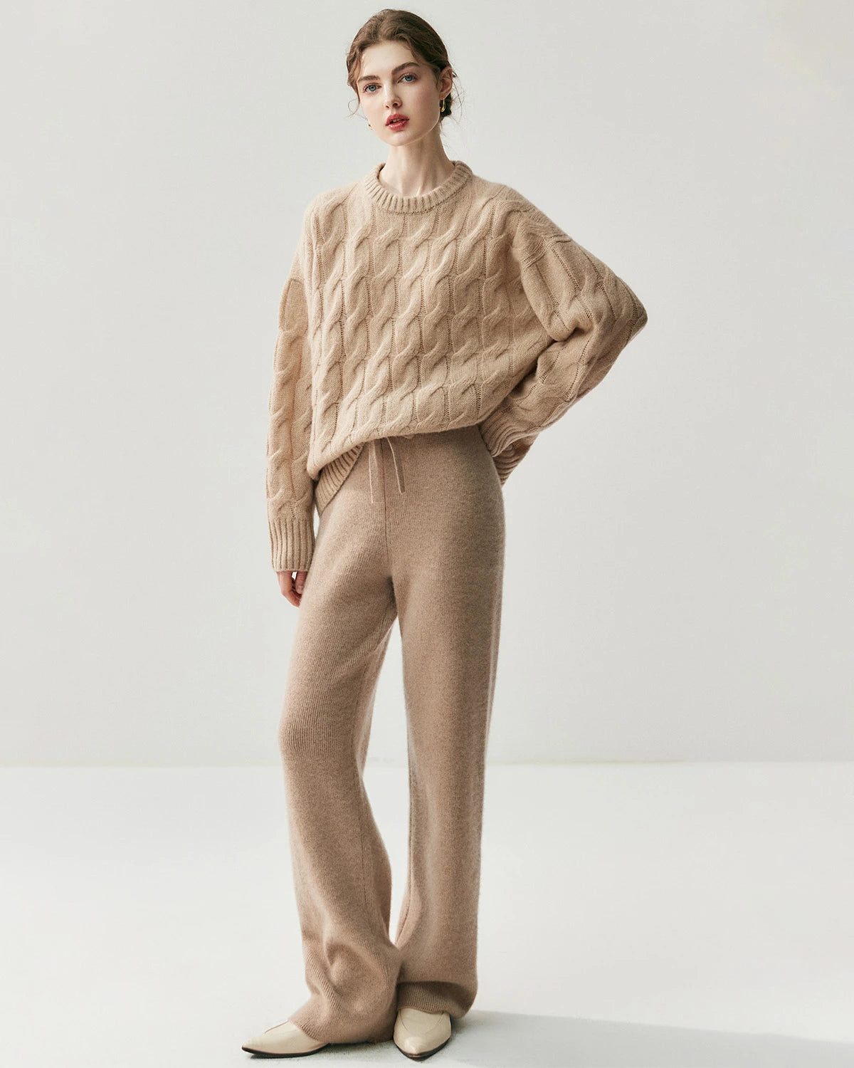 Pull oversize torsadé en soie et cachemire pour femme