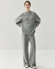 Pull oversize torsadé en soie et cachemire pour femme