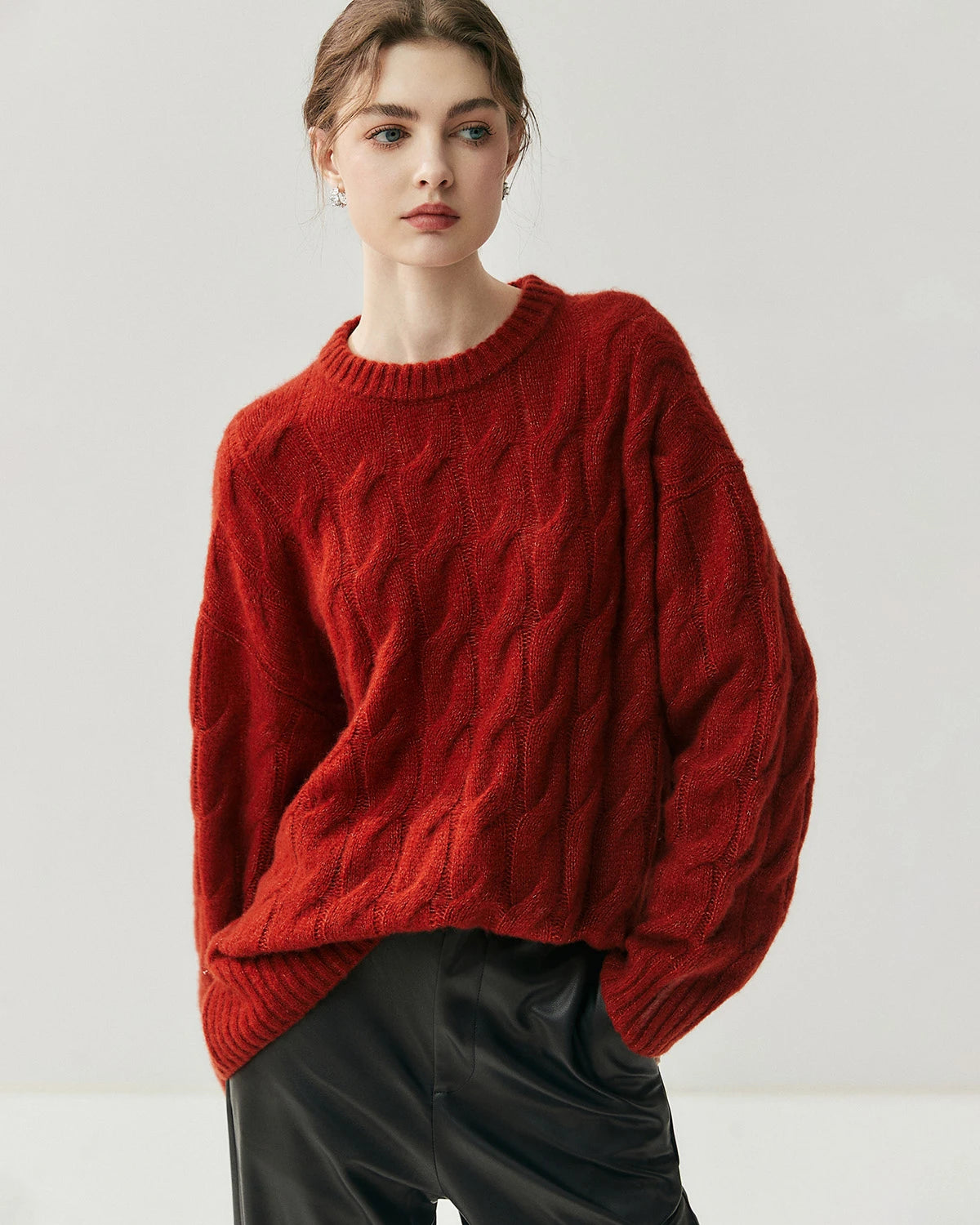 Pull oversize torsadé en soie et cachemire pour femme