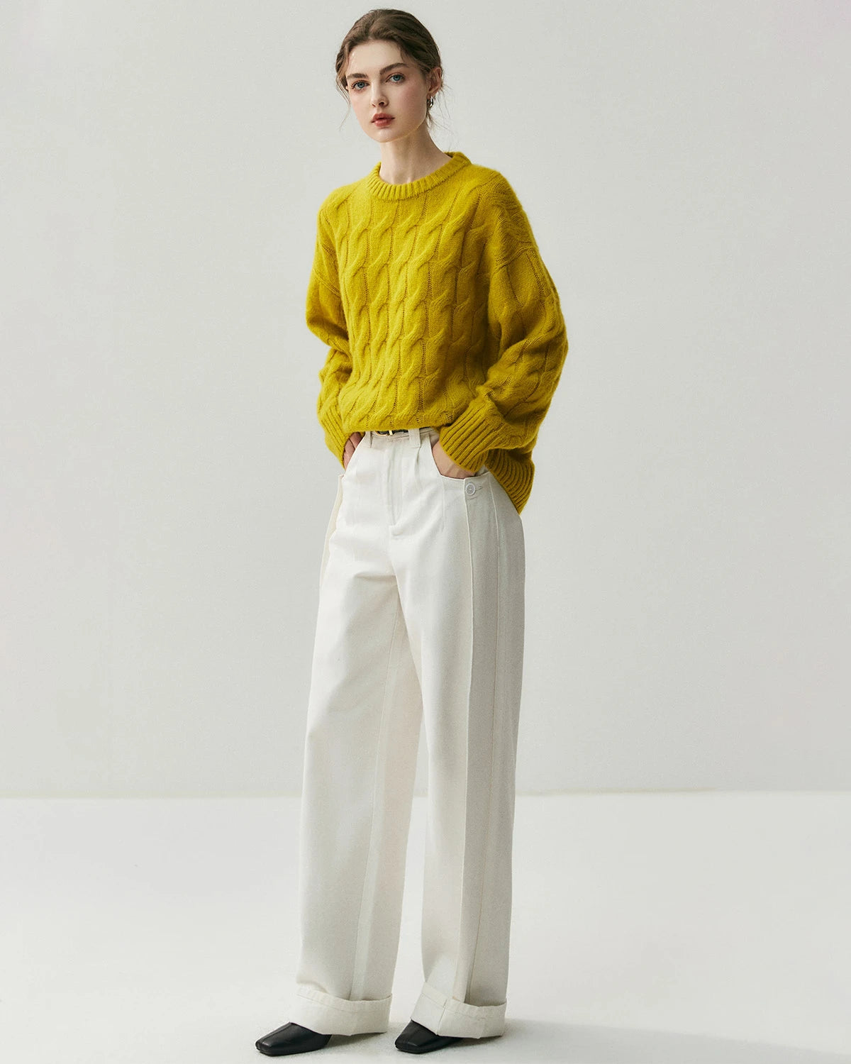Pull oversize torsadé en soie et cachemire pour femme